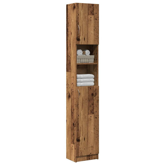 Bathroom Cabinet Old Wood 32x25.5x190 cm Engineered Wood