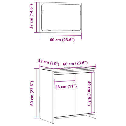 2 Piece Bathroom Furniture Set Concrete Grey Engineered Wood