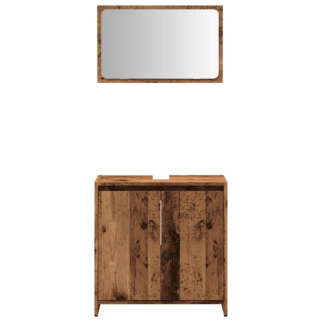 2 Piece Bathroom Furniture Set Old Wood Engineered Wood