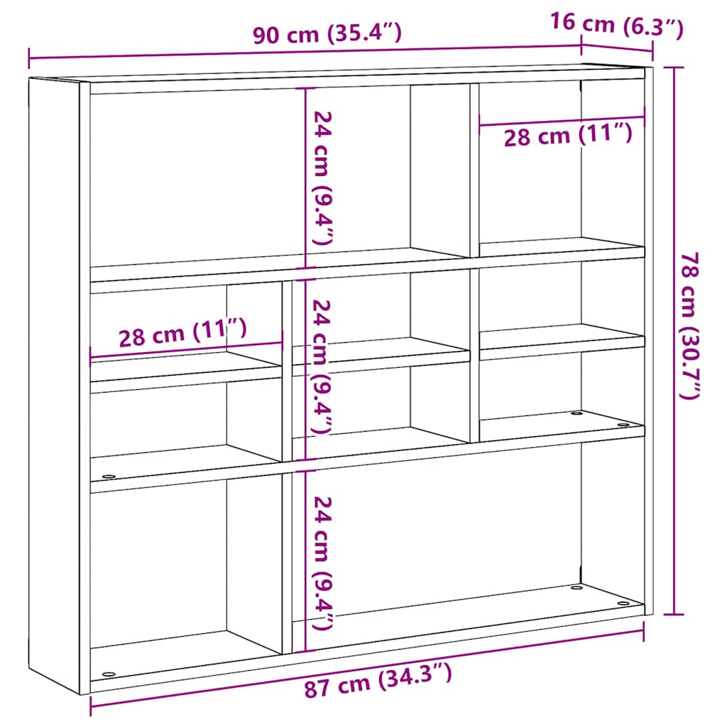 Wall Shelf Old Wood 90x16x78 cm Engineered Wood