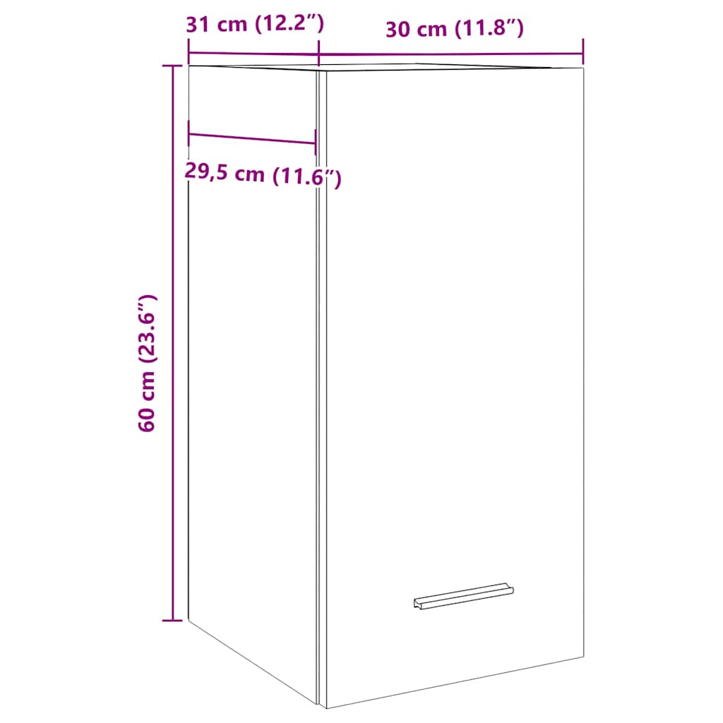 Hanging Cabinet Artisan Oak 30x31x60 cm Engineered Wood