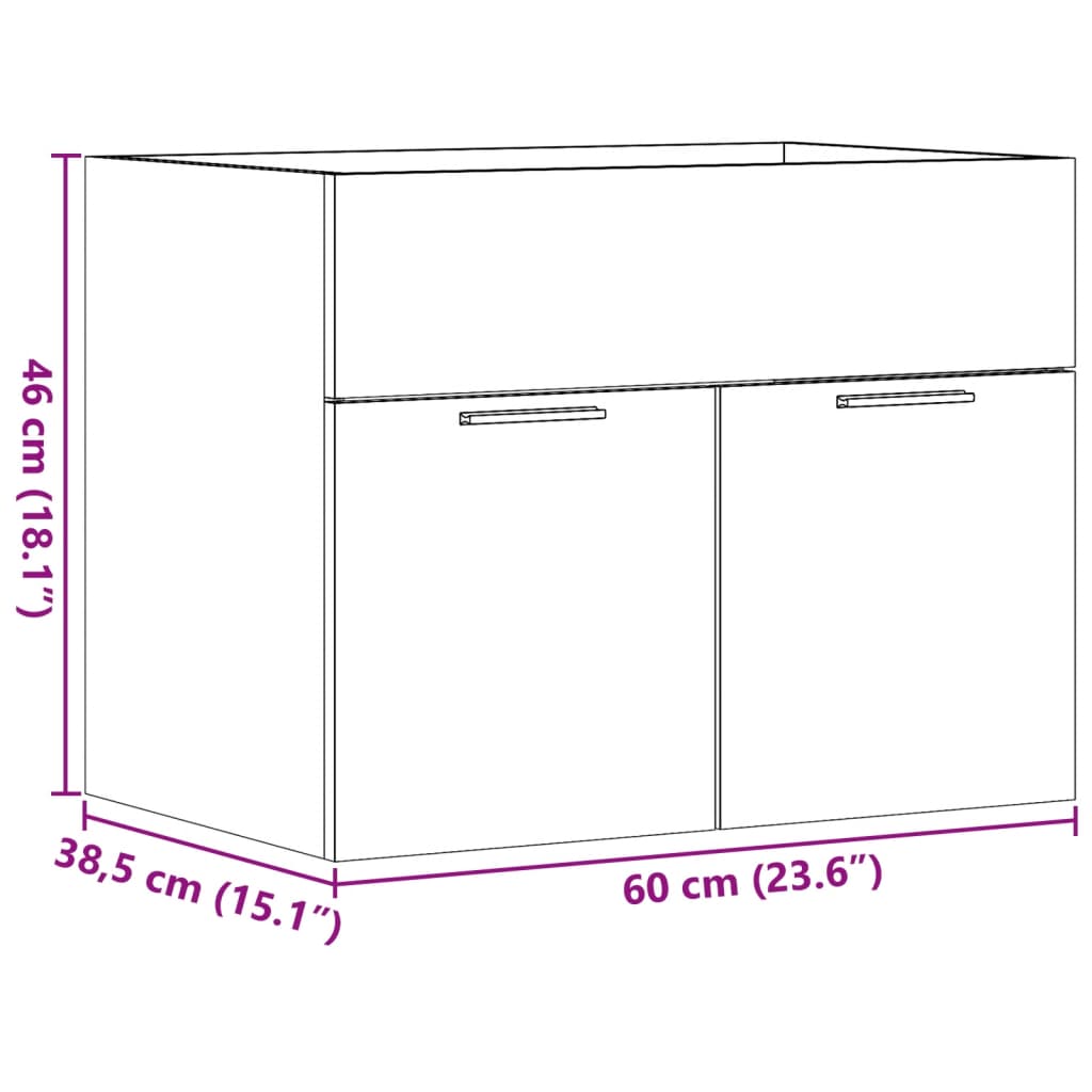 Sink Cabinet Concrete Grey 60x38.5x46 cm Engineered Wood