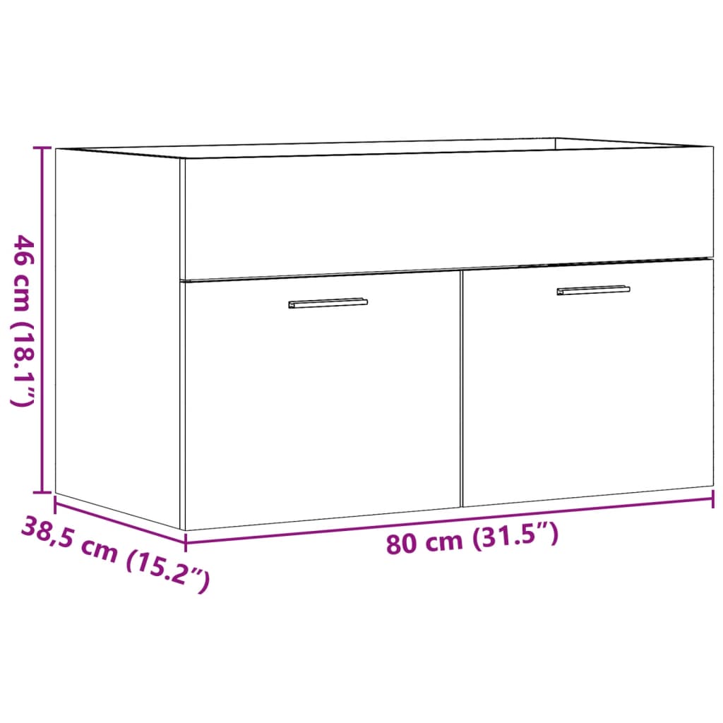 Sink Cabinet Sonoma Oak 80x38.5x46 cm Engineered Wood