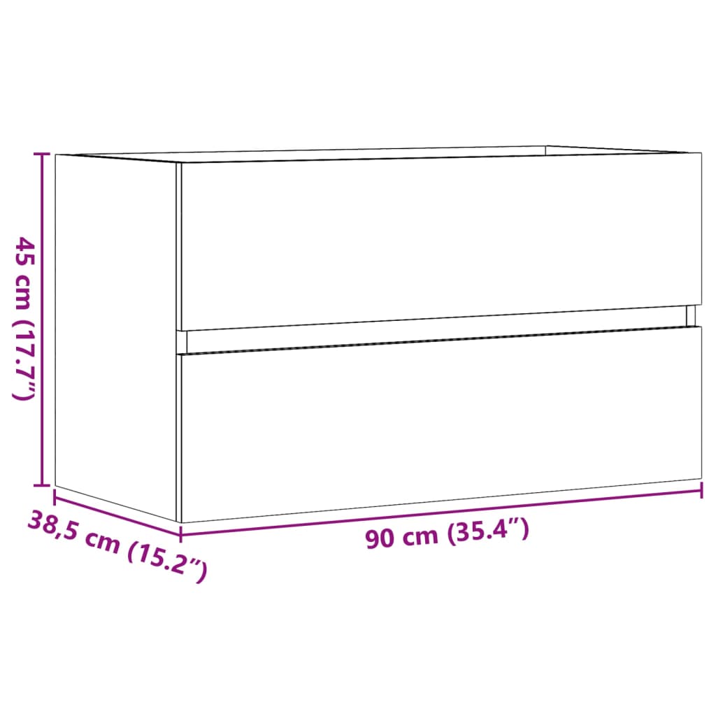 Sink Cabinet Old Wood 90x38.5x45 cm Engineered Wood