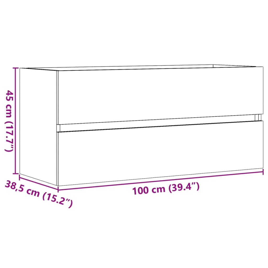 Sink Cabinet Old Wood 100x38.5x45 cm Engineered Wood