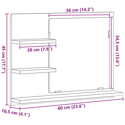 Bathroom Mirror Cabinet Concrete Grey 60x10.5x45 cm