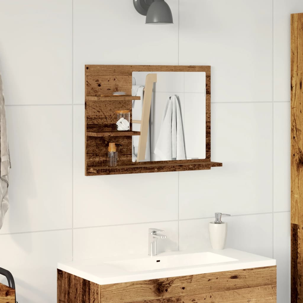 Bathroom Mirror Cabinet Old Wood 60x10.5x45 cm