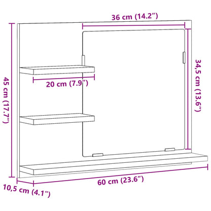 Bathroom Mirror Cabinet Artisan Oak 60x10.5x45 cm