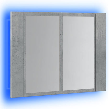 LED Mirror Cabinet Concrete Grey 60x12x45 cm Engineered Wood