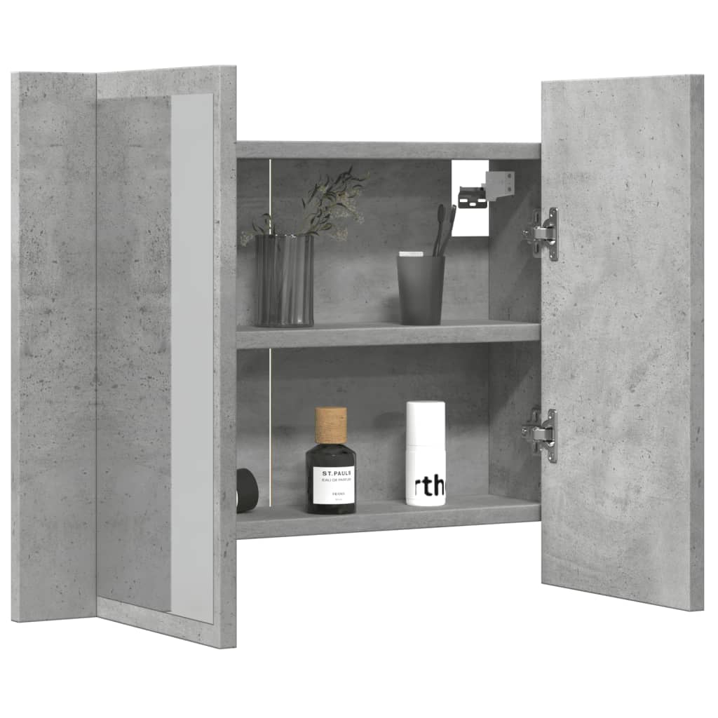 LED Mirror Cabinet Concrete Grey 60x12x45 cm Engineered Wood