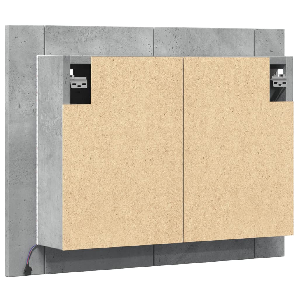 LED Mirror Cabinet Concrete Grey 60x12x45 cm Engineered Wood