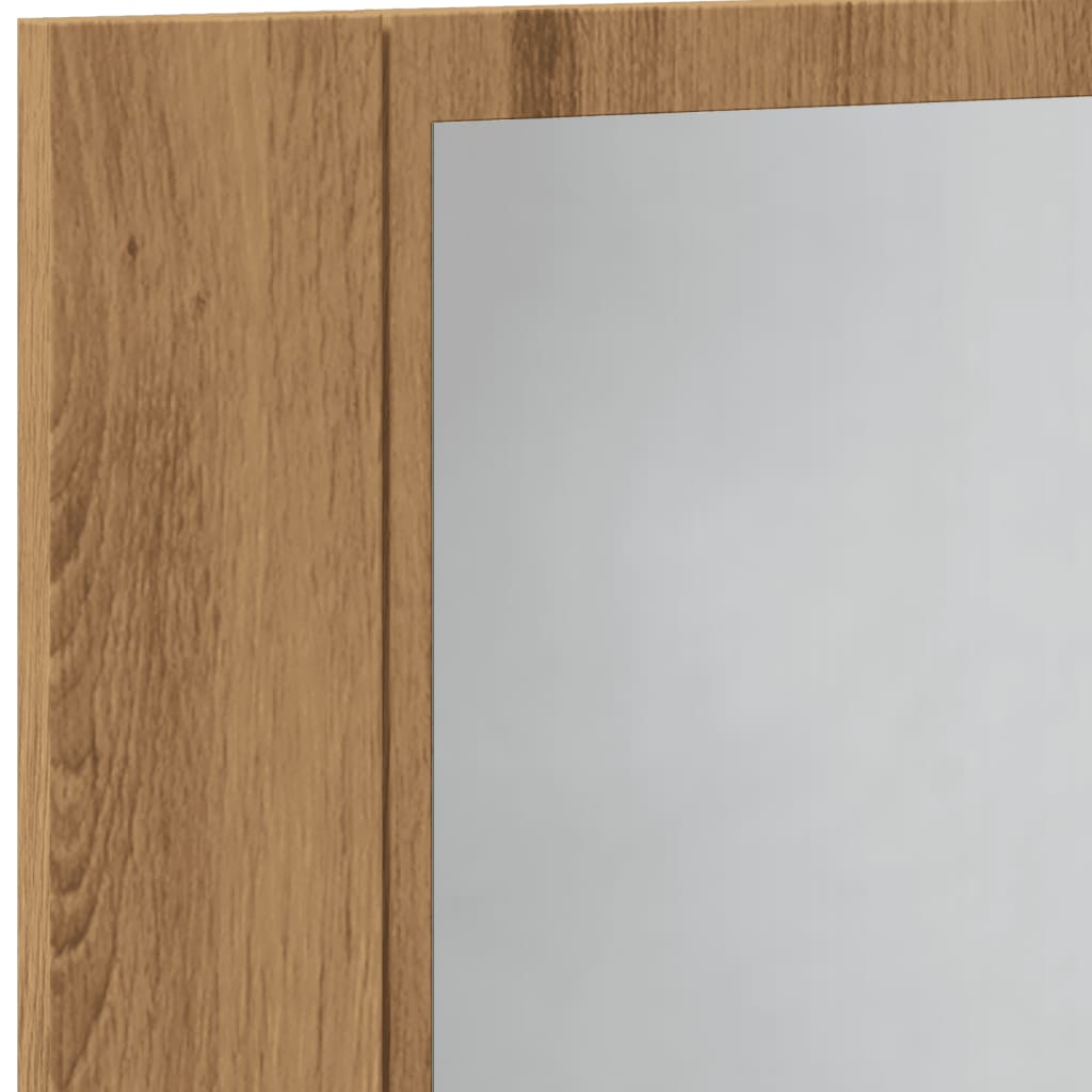 LED Mirror Cabinet Artisan Oak 60x12x45 cm Engineered Wood