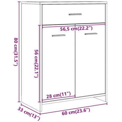 Bathroom Cabinet Old Wood 60x33x80 cm Engineered Wood