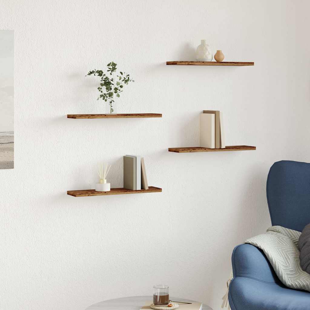 Wall Shelves 4 pcs Old Wood 40x20x1.5 cm Engineered Wood