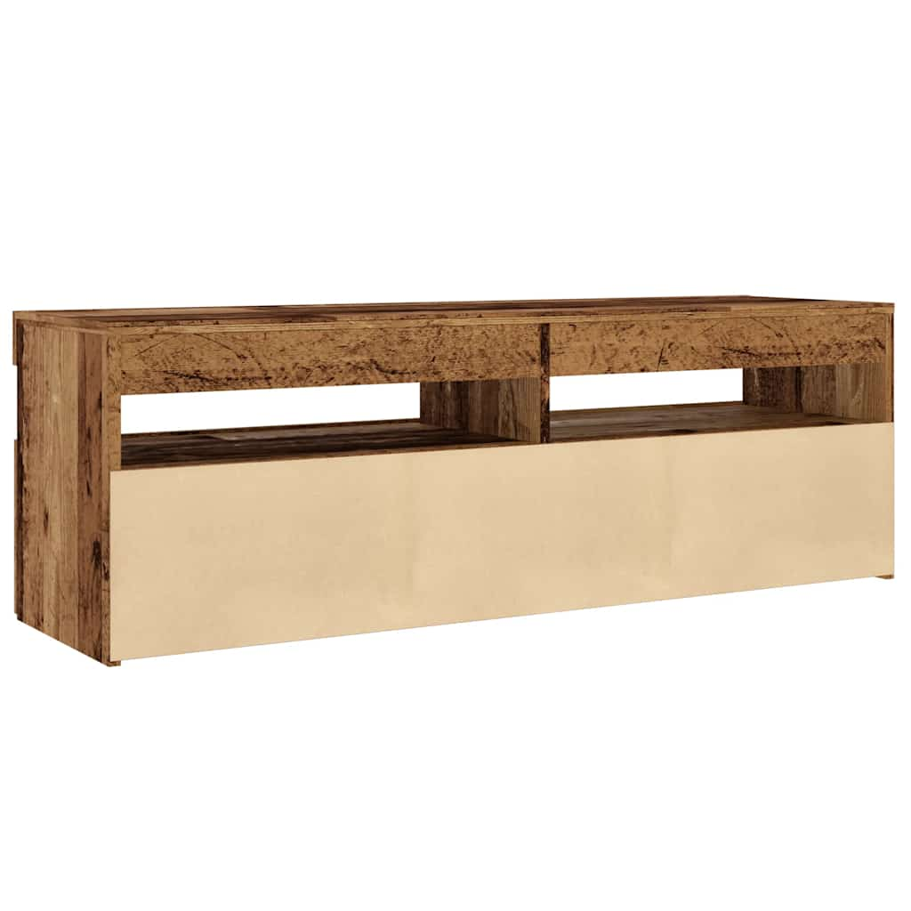 TV Cabinet with LED Lights Old Wood 120x35x40 cm Engineered Wood