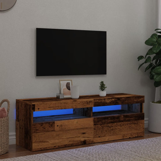 TV Cabinet with LED Lights Old Wood 120x35x40 cm Engineered Wood