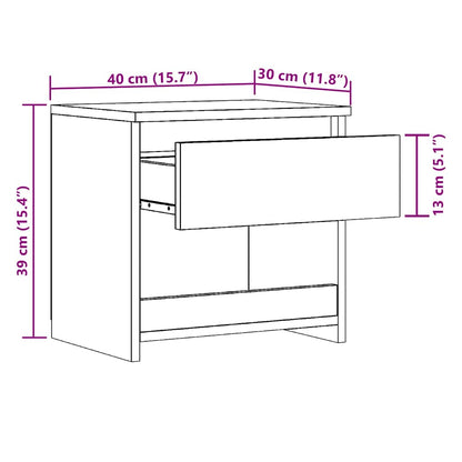 Bedside Cabinet Old Wood 40x30x39 cm Engineered Wood