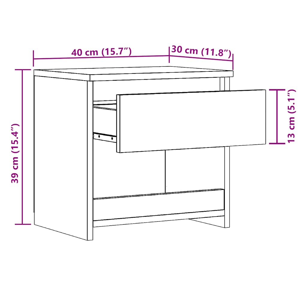 Bedside Cabinets 2 pcs Old Wood 40x30x39 cm Engineered Wood