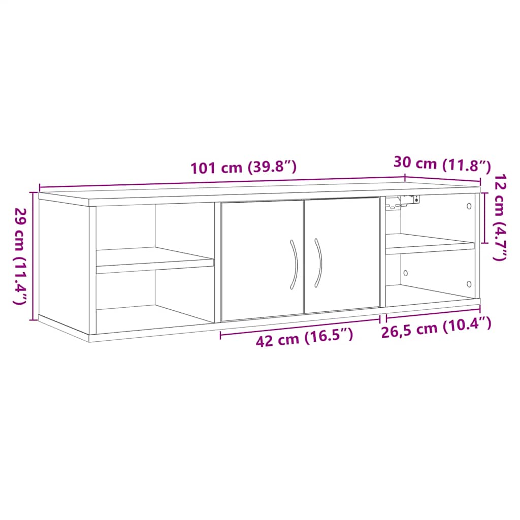 Wall Cabinet Old Wood 102x30x29 cm Engineered Wood