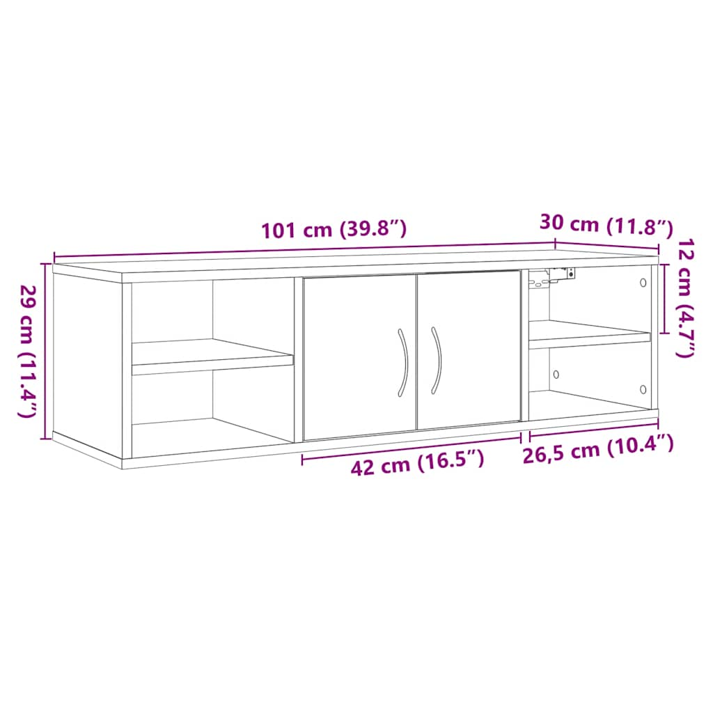 Wall Cabinet Artisan Oak 102x30x29 cm Engineered Wood