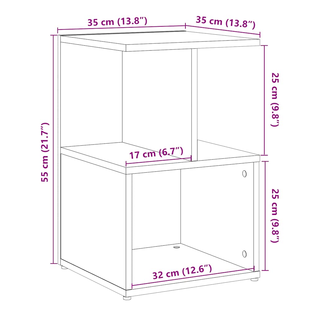 Bedside Cabinet Old Wood 35x35x55 cm Engineered Wood