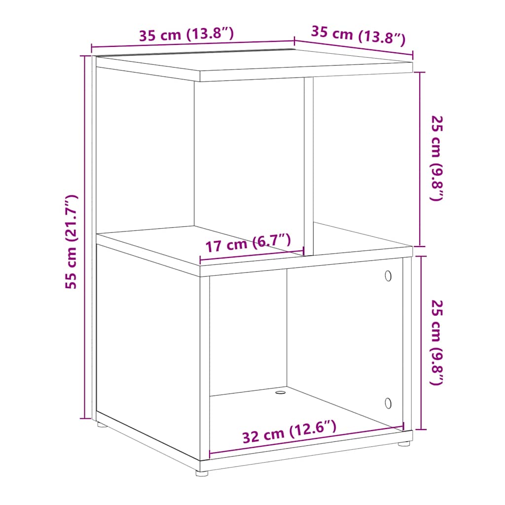 Bedside Cabinets 2 pcs Old Wood 35x35x55 cm Engineered Wood