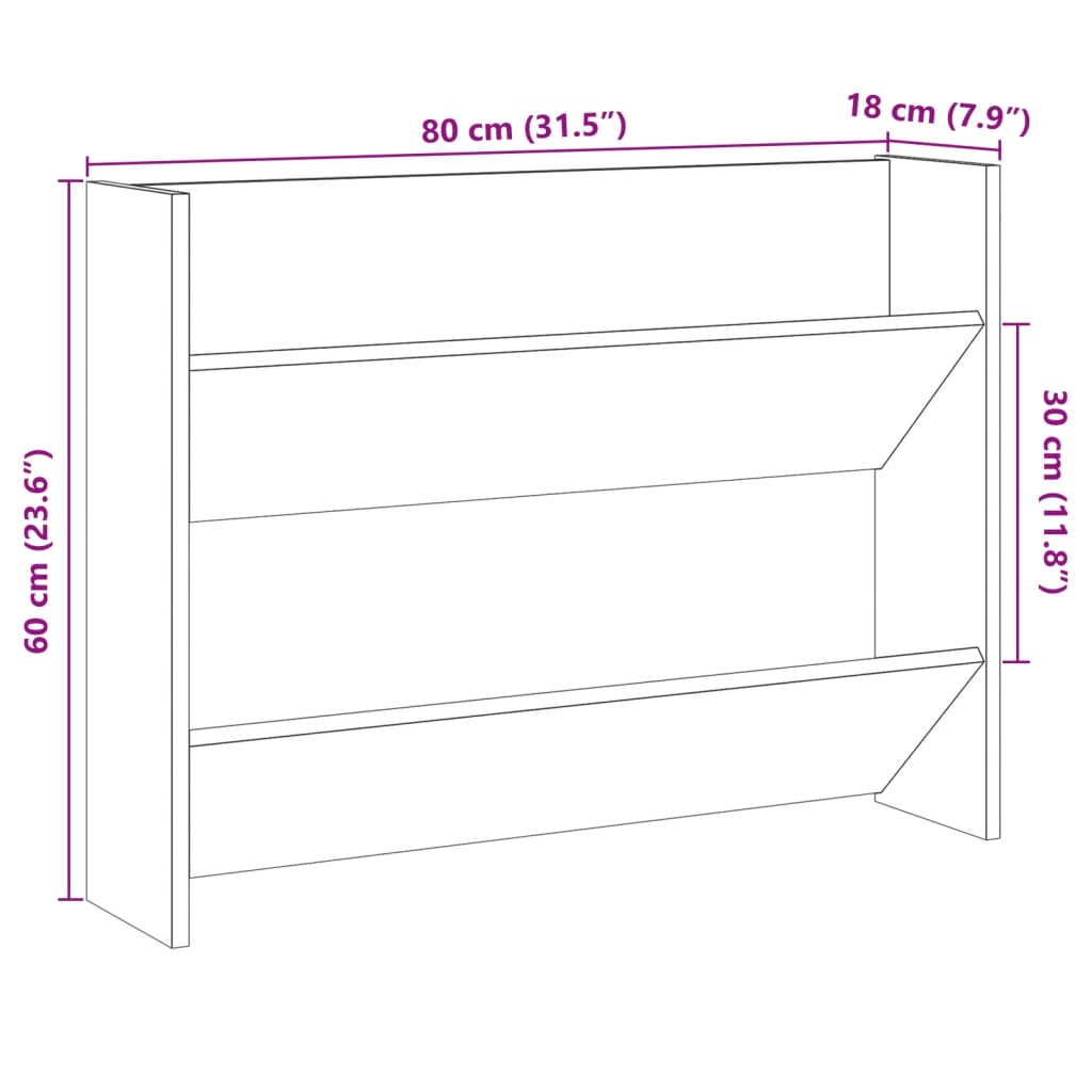 Wall Shoe Cabinet Artisan Oak 80x18x60 cm Engineered Wood