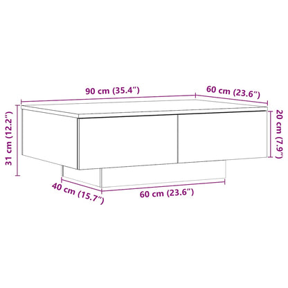 Coffee Table Artisan Oak 90x60x31 cm Engineered Wood