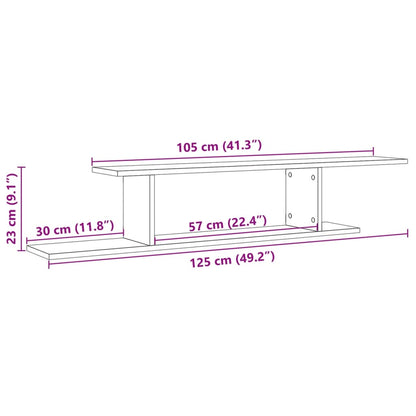 Wall-Mounted TV Shelf Old Wood 125x18x23 cm Engineered Wood