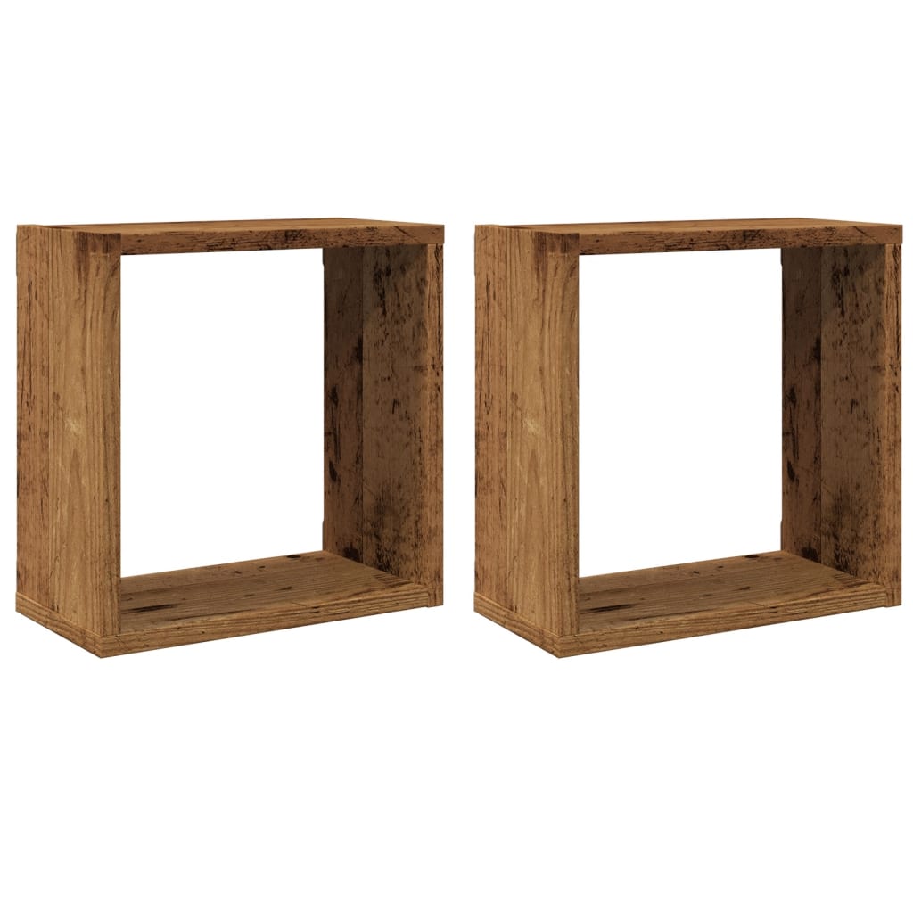 Wall Cube Shelves 2 pcs Old Wood 30x15x30 cm Engineered Wood