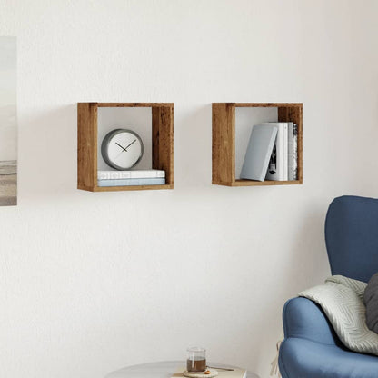 Wall Cube Shelves 2 pcs Old Wood 30x15x30 cm Engineered Wood