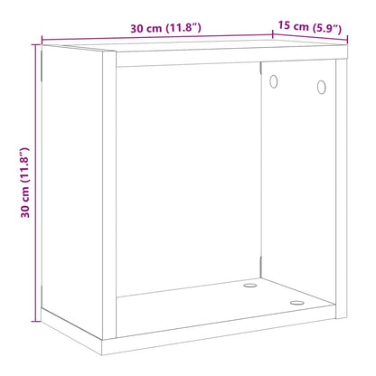 Wall Cube Shelves 2 pcs Old Wood 30x15x30 cm Engineered Wood