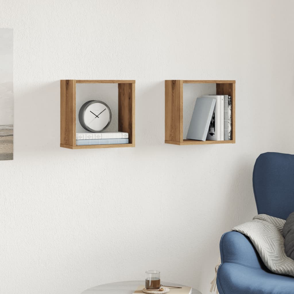 Wall Cube Shelves 2 pcs Artisan Oak 30x15x30 cm Engineered Wood