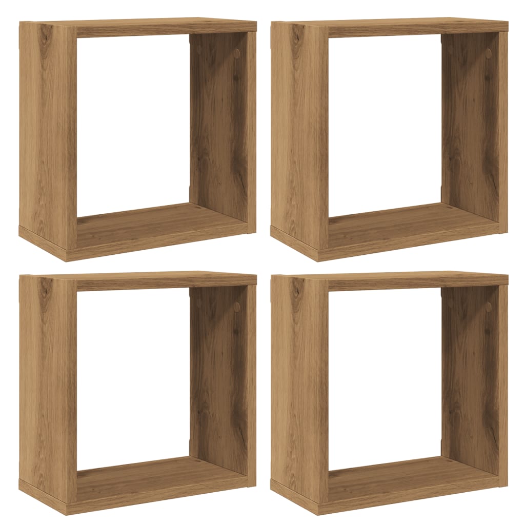 Wall Cube Shelves 4 pcs Artisan Oak 30x15x30 cm Engineered Wood