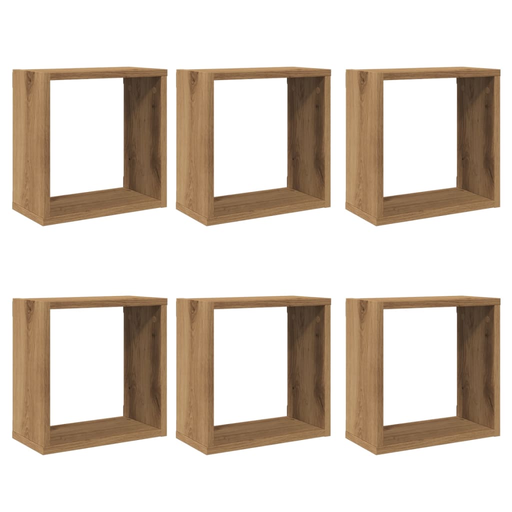 Wall Cube Shelves 6 pcs Artisan Oak 30x15x30 cm Engineered Wood