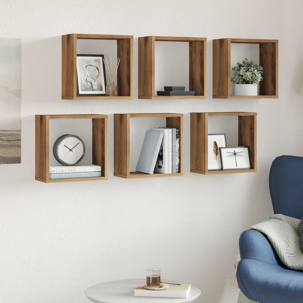 Wall Cube Shelves 6 pcs Artisan Oak 30x15x30 cm Engineered Wood