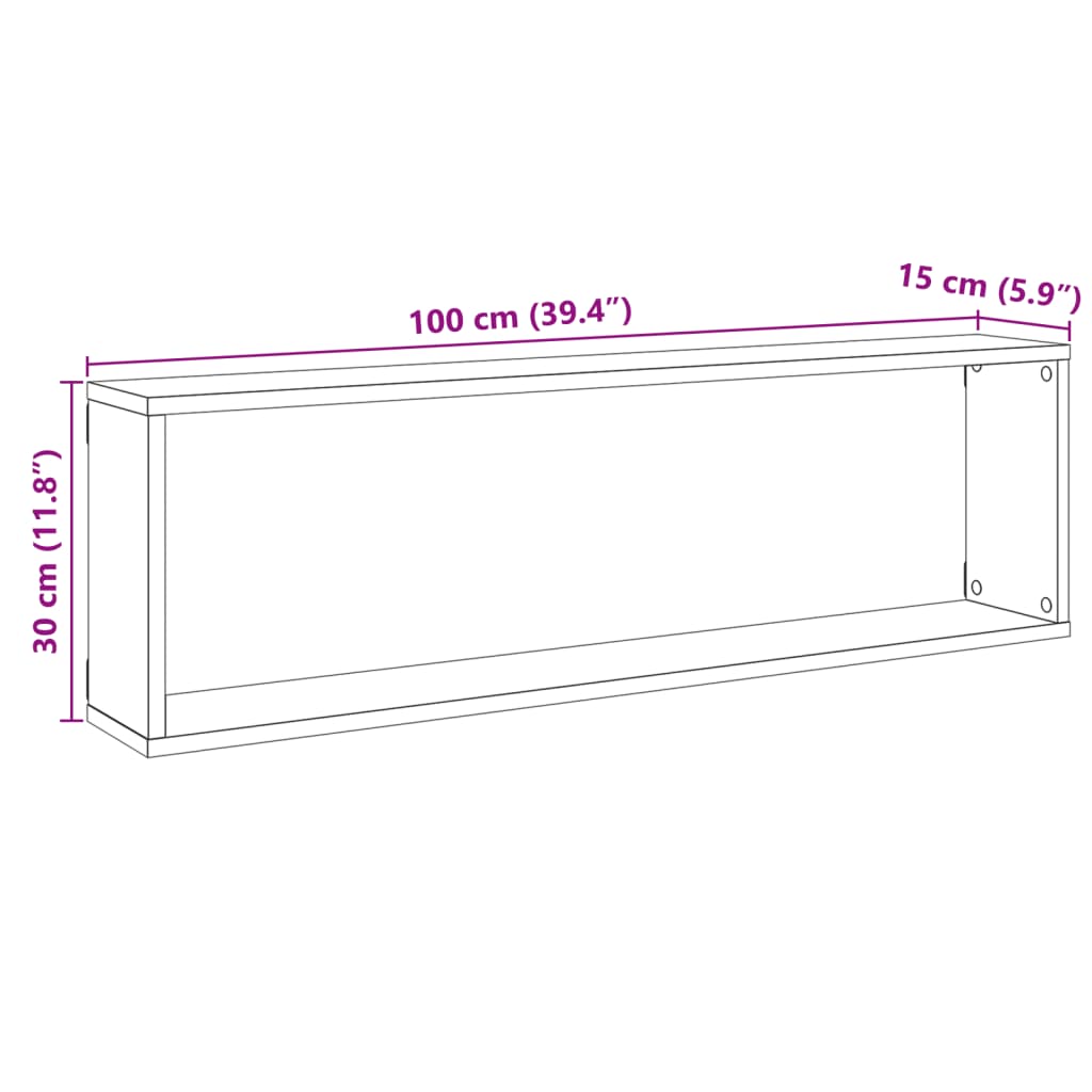 Wall Cube Shelves 4 pcs Old Wood 100x15x30 cm Engineered Wood