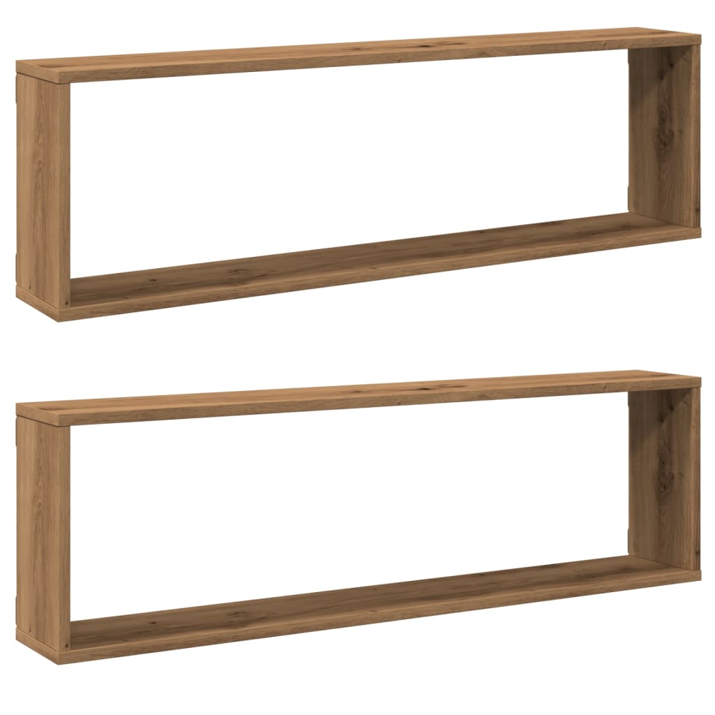 Wall Cube Shelves 2 pcs Artisan Oak 100x15x30 cm Engineered Wood