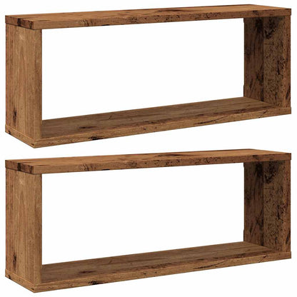 Wall Cube Shelves 2 pcs Old Wood 60x15x23 cm Engineered Wood