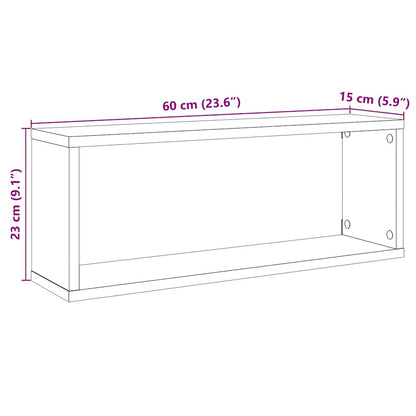 Wall Cube Shelves 2 pcs Old Wood 60x15x23 cm Engineered Wood