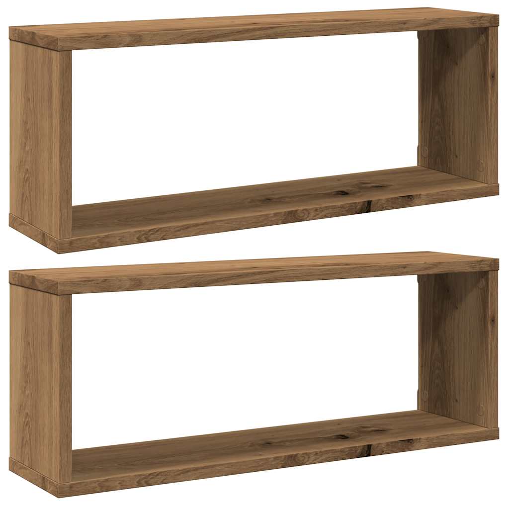 Wall Cube Shelves 2 pcs Artisan Oak 60x15x23 cm Engineered Wood