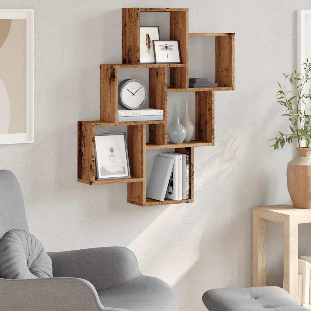 Wall Cube Shelf Old Wood 78x15x93 cm Engineered Wood