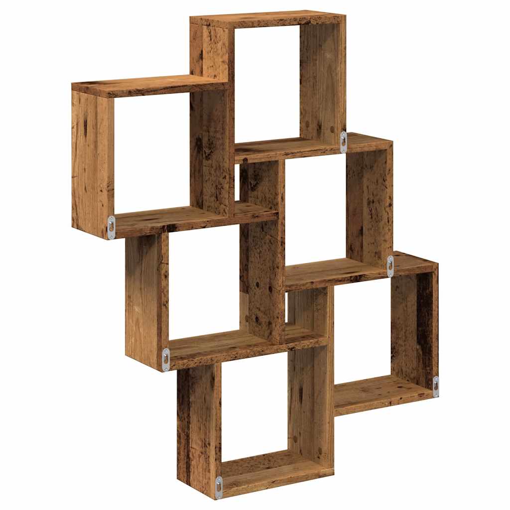 Wall Cube Shelf Old Wood 78x15x93 cm Engineered Wood