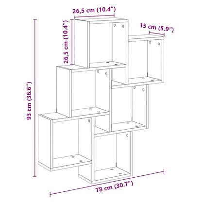 Wall Cube Shelf Old Wood 78x15x93 cm Engineered Wood