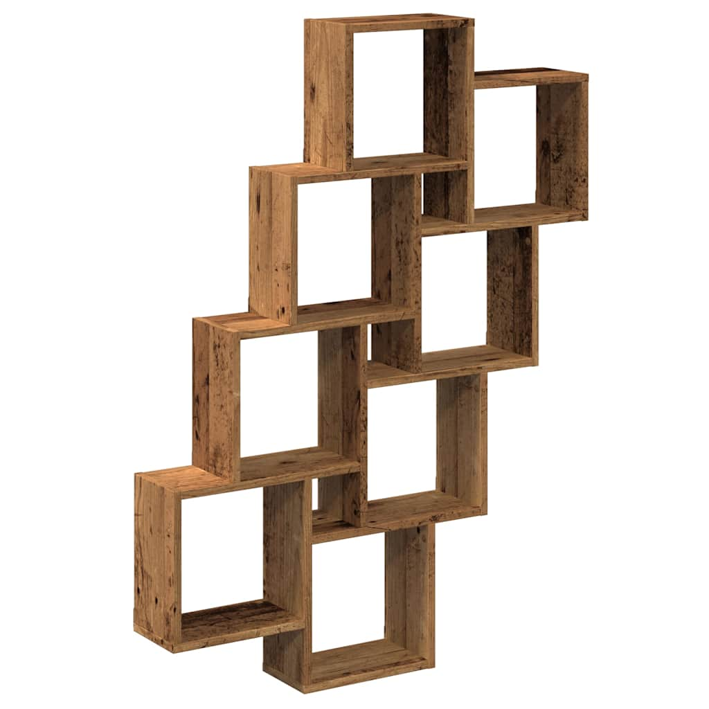 Wall Cube Shelf Old Wood 90x15x119.5 cm Engineered Wood