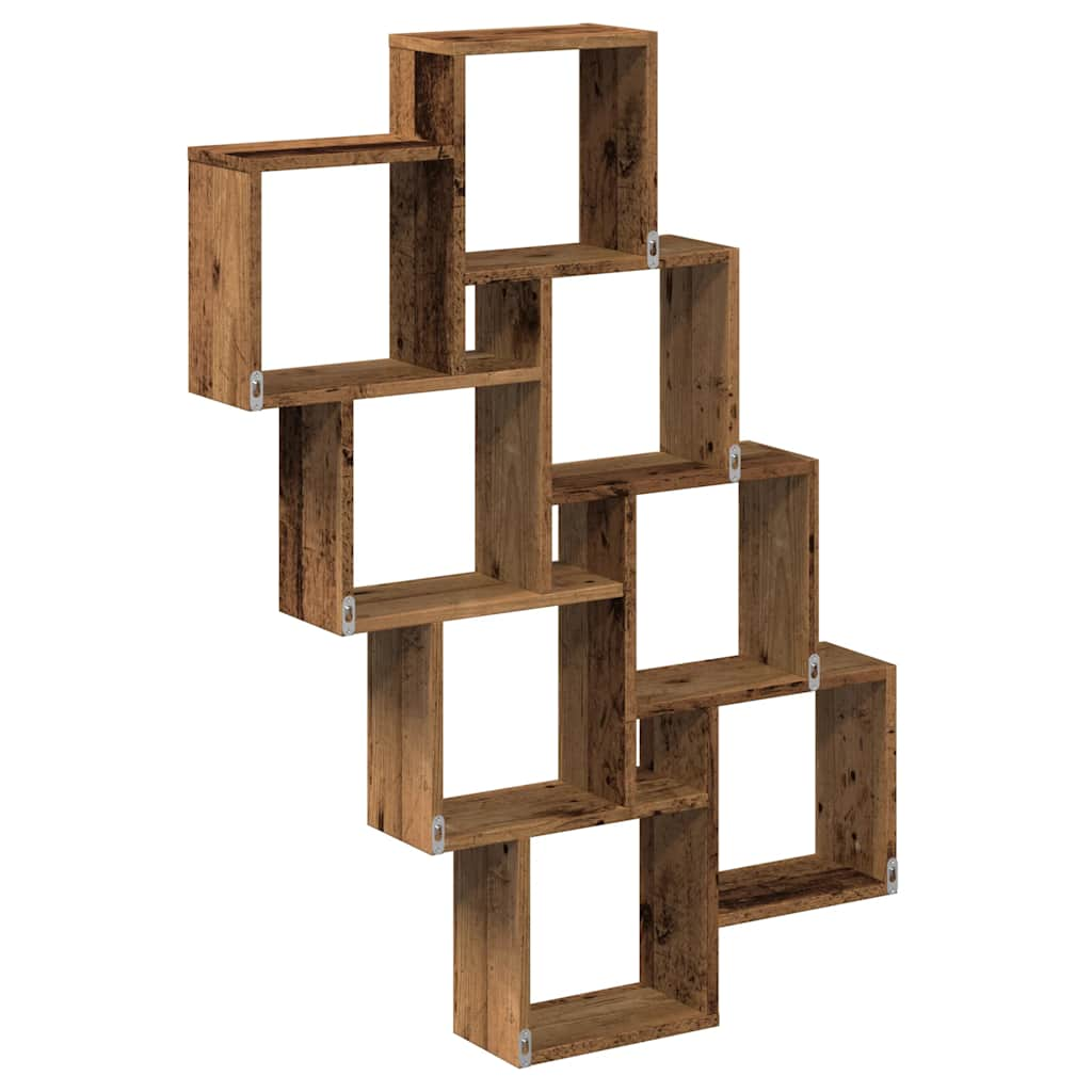 Wall Cube Shelf Old Wood 90x15x119.5 cm Engineered Wood