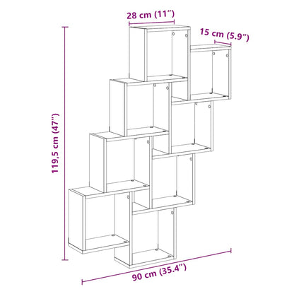 Wall Cube Shelf Old Wood 90x15x119.5 cm Engineered Wood