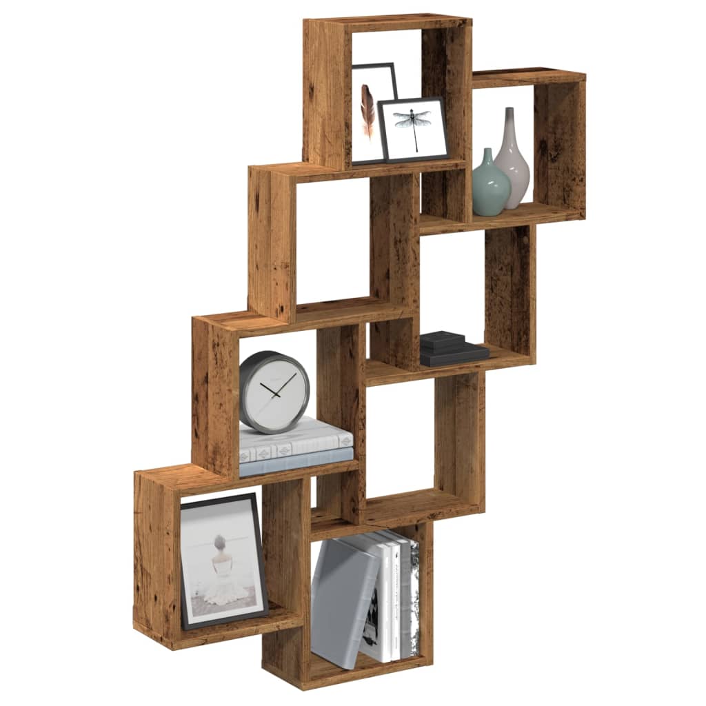 Wall Cube Shelf Old Wood 90x15x119.5 cm Engineered Wood