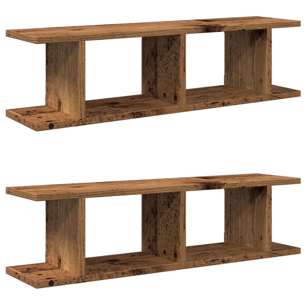 Wall Shelves 2 pcs Old Wood 75x18x20 cm Engineered Wood