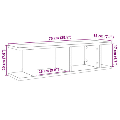 Wall Shelves 2 pcs Old Wood 75x18x20 cm Engineered Wood